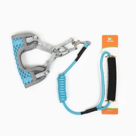 AMUNICE kit with a soft breathing harness and a round leash 120 x 1 cm, blue-11