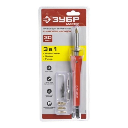 Soldering iron bison master, 220 V, 30 watts, with a set of nozzles 5 pcs-1