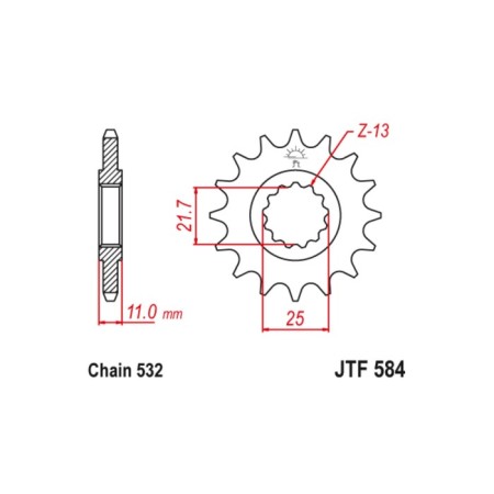 Leading star JT SPROCKETS JTF584-16, chain 532, 16 teeth