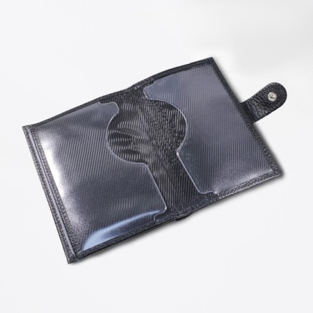 Cover for auto documents and button, department for passport, bills, cards, black color-2