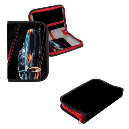 Penal 1 section 140 x 210 x 40 mm, folding pocket and cosmetic bag, fabric, calligrata topontent "Cool car"-1