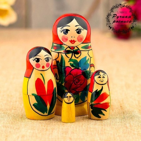 Doll "Galina", red scarf, 4 puppet, 9 cm