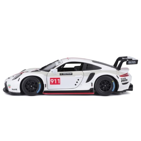 Racing machine BBURAGO Porsche 911 RSR, DIE-CAST, 1:24, White color, opening doors-8