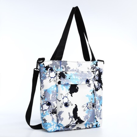 Шопер на молнии, цвет голубой-2