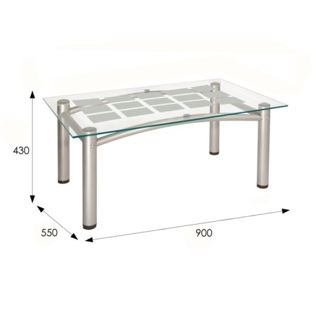 Table Robert 3M, 900x550x430, metallic/ins. glass-1