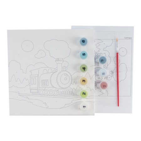 Picture on numbers Children's "steam locomotive", canvas on a subframe 20 × 20 cm-1