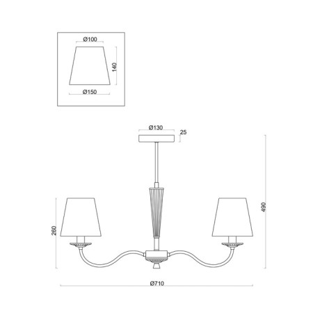 Caustra Freya FR2027PL-05N OSBORN, 710x710x490 mm, E14, 5x40W, Nickel color-1