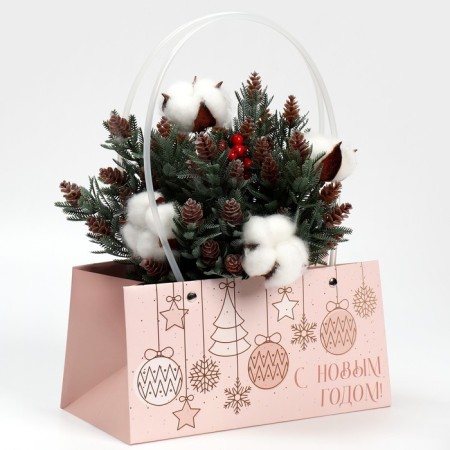 Moisture -resistant package for flowers "Magic", 24 x 12 x 12 cm, New Year-2