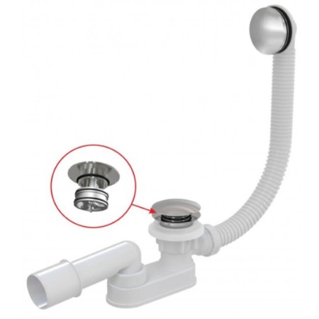 Alcadrain A507CKM bath siphon, stock hole D = 52, Click/Clack system, siphon length 57 cm