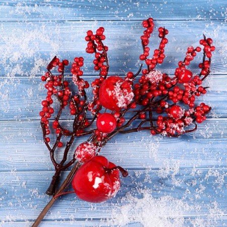 Decor "Winter Charm" a twig with apples, 23 cm-2