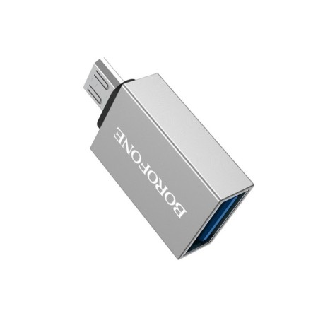 Adapter Borofone BV2, USB - microUSB, silver-3