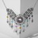 Neckoy "India" flowers, color in black silver, 30 cm