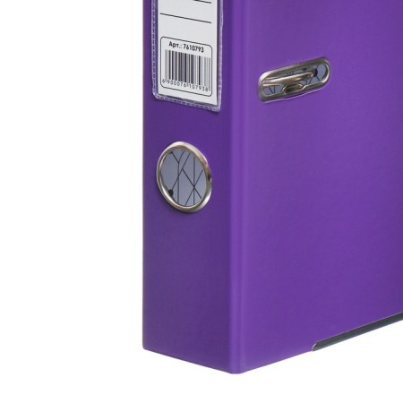 A4, 50 mm registrar, calligrata, PVC, embossing "Len", metal edging, pocket for a spine, assembled, purple, mix-3
