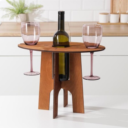 Table for wine and two glasses, 40 × 25 × 30 cm