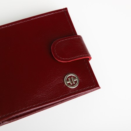 Men's purse on the button, Textura, a map for cards, coins, burgundy color-4