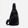 Male sling bag, artificial leather, headphone opening, black color