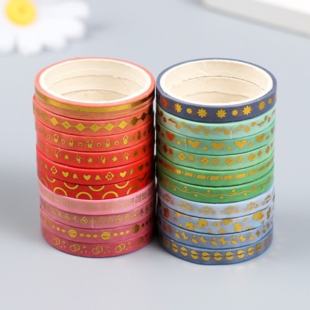 Sticky tape paper "Favorite flowers" set 20 pcs. 0.5 cm dl. 2 m 4x10 cm