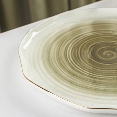 Porcelain dinner lunch share "Milky Way", D = 25 cm, color gray color-2