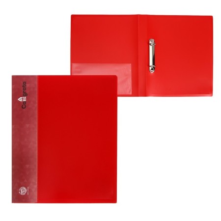Folder on 2 rings A4, Calligrata, 25 mm, 700 μm, internal and end pocket, red