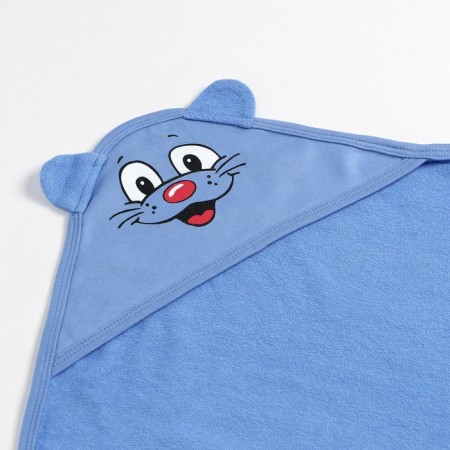 Children's towel, corner, terry, size 90x105 cm, blue color-1