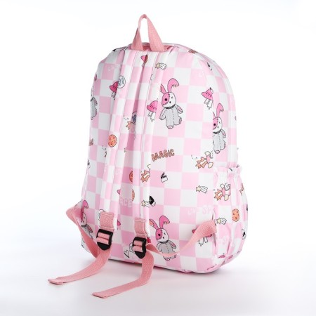 School backpack of textiles on lightning, 3 pockets, pink color-3