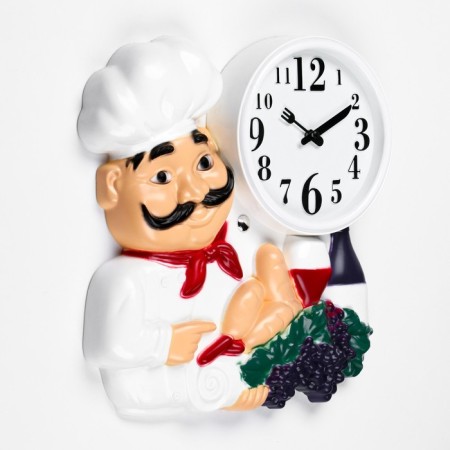 Wall clock, series: kitchen, "cook", smooth move, 1AA, D-16.5 cm, 33 x 35 cm-1