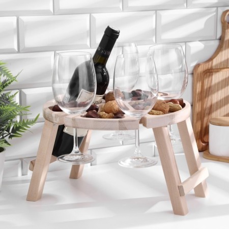 Table - tray with a menage and folding legs "My kitchen -Moi Rules" d = 30x2.8 cm, birch