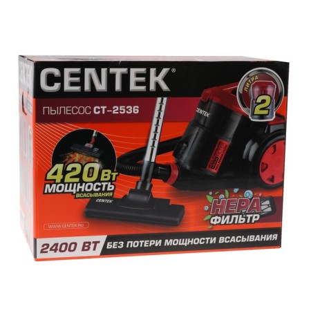 Vacuum cleaner Centec CT-2536, 2400/420 W, NPA-filter, black and red-9