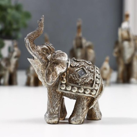 Souvenir Polystone "Elephants Silver Popon" set 7 pcs h = 12; 10.5; 9.5; 8; 7; 6; 5 cm-1
