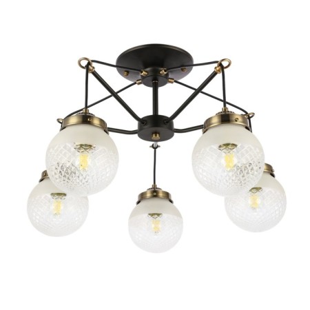 Ceiling EVOLUCE lamp. Sle110302-05. Stricce. 5x60 watts, E27, 59x59x36 cm, black color, bronze-5