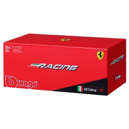Racing machine BBURAGO Ferrari 488 Challenge 2017, Die-Cast, 1:43, yellow color-10