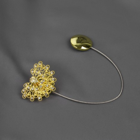 Picking for curtains "Pavilin tail" with rhinestones, 7 × 5.5 cm, gold color-1