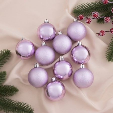 Set of balls plastic D-5 cm, 10 pcs "glossy frost" lilac