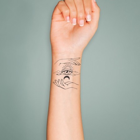 Tattoo on the body Black "Esoteric. Third Eye" 6x6 cm-2
