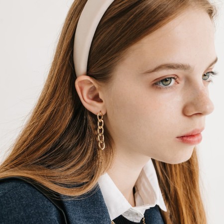 Metal earrings "chains" semicircle, color gold-2