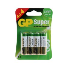 Alkalin battery GP, AA, LR6-8BL, 1.5V, blister, 4+4 pcs