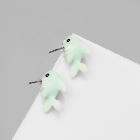 Akula polymer clay earrings, blue color-1