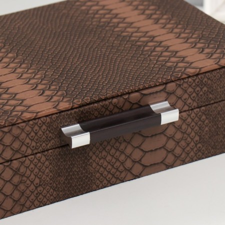 Casket wood to the leatherette "Coffee python" 25x15x6.5 cm-1