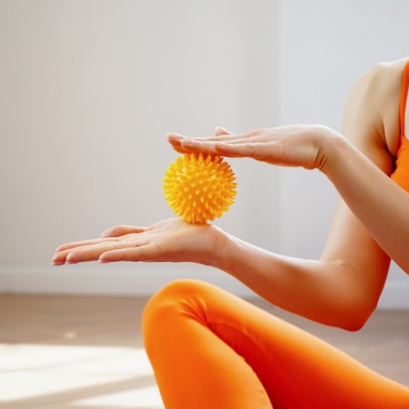 Hedgehog massage, d = 7.5 cm, 55 g, yellow color-4