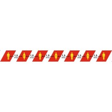 Floor Signal Tape 50 × 500 “Distance 1.5 meters”, lamination, red-white color