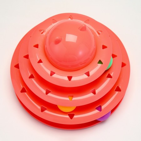 Game complex "Piggon" for cats with 3 balls, 24.5 x 24.5 x 13 cm, pink-1