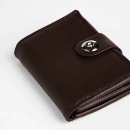Male purse on a magnet, department for bills, for maps, for coins, brown color-2