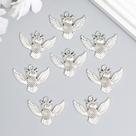 Decor for creativity Metal "Filin in flight" silver set 8 pcs 2.3x3 cm-1