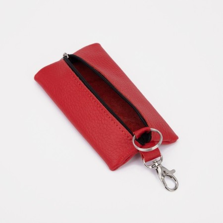 Key of zipper, length 13 cm, ring, carbine, red color-1