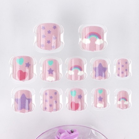 Children's false nails "Milahi", 12 pcs, a set with a bracelet and hairpins-5