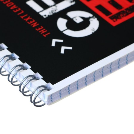 Notepad A6 60 sheets in the cage on the crest "red and black", cover coated cardboard, selective UV-lak, block 65 g/m2, mix-2