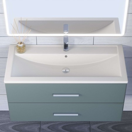 Sink uperwood Foster Quartz 100 cm, quartz, white matte, jasmine-1