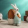 Standing for the egg "Rabbit with carrots" 8x5x11cm, mix