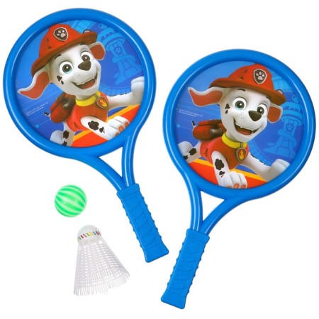 Set of playing "puppy patrol", rackets, a wax and a ball