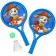 Set of playing "puppy patrol", rackets, a wax and a ball